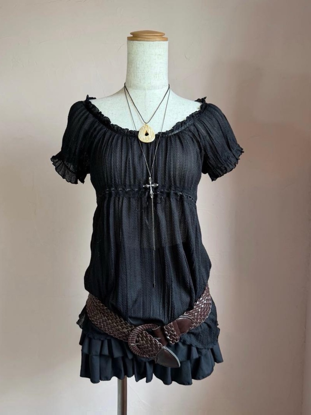moving sale 💕 - j-fashion dark coquette black babydoll top size m